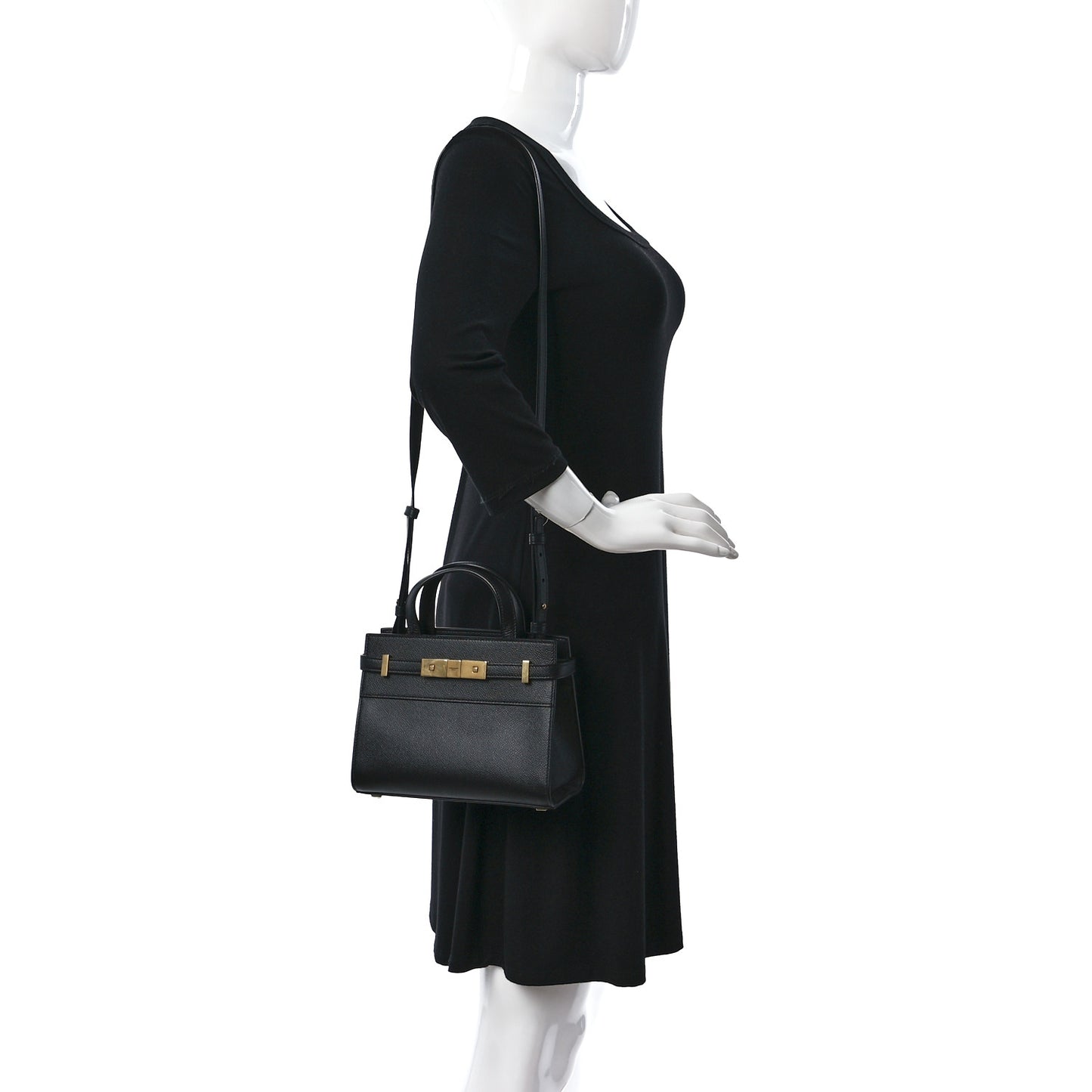Grained Calfskin Manhattan Nano Shopper Tote Black