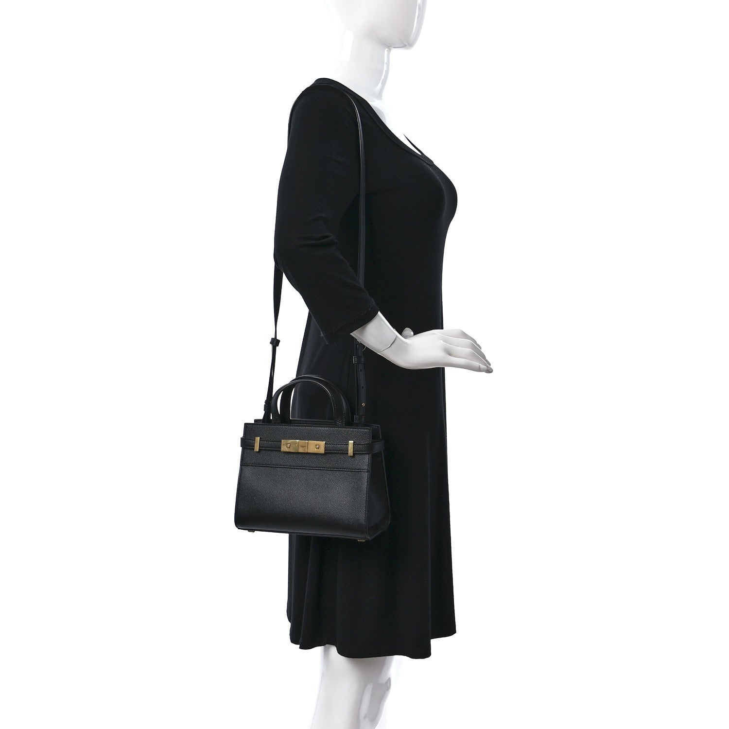 Saint Laurent Grained Calfskin Manhattan Nano Shopper Tote Black 2 of 8