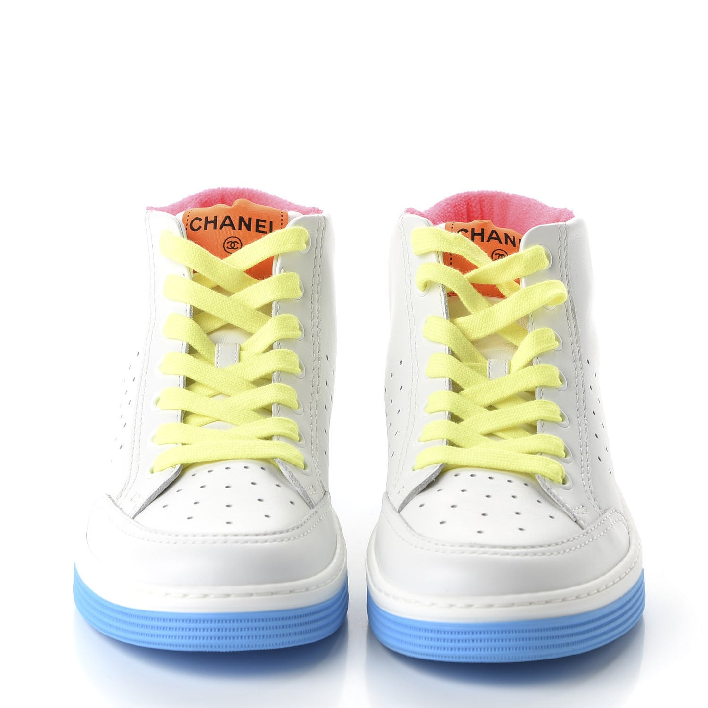 Calfskin Womens Logo High Top Sneakers 39 Multicolor