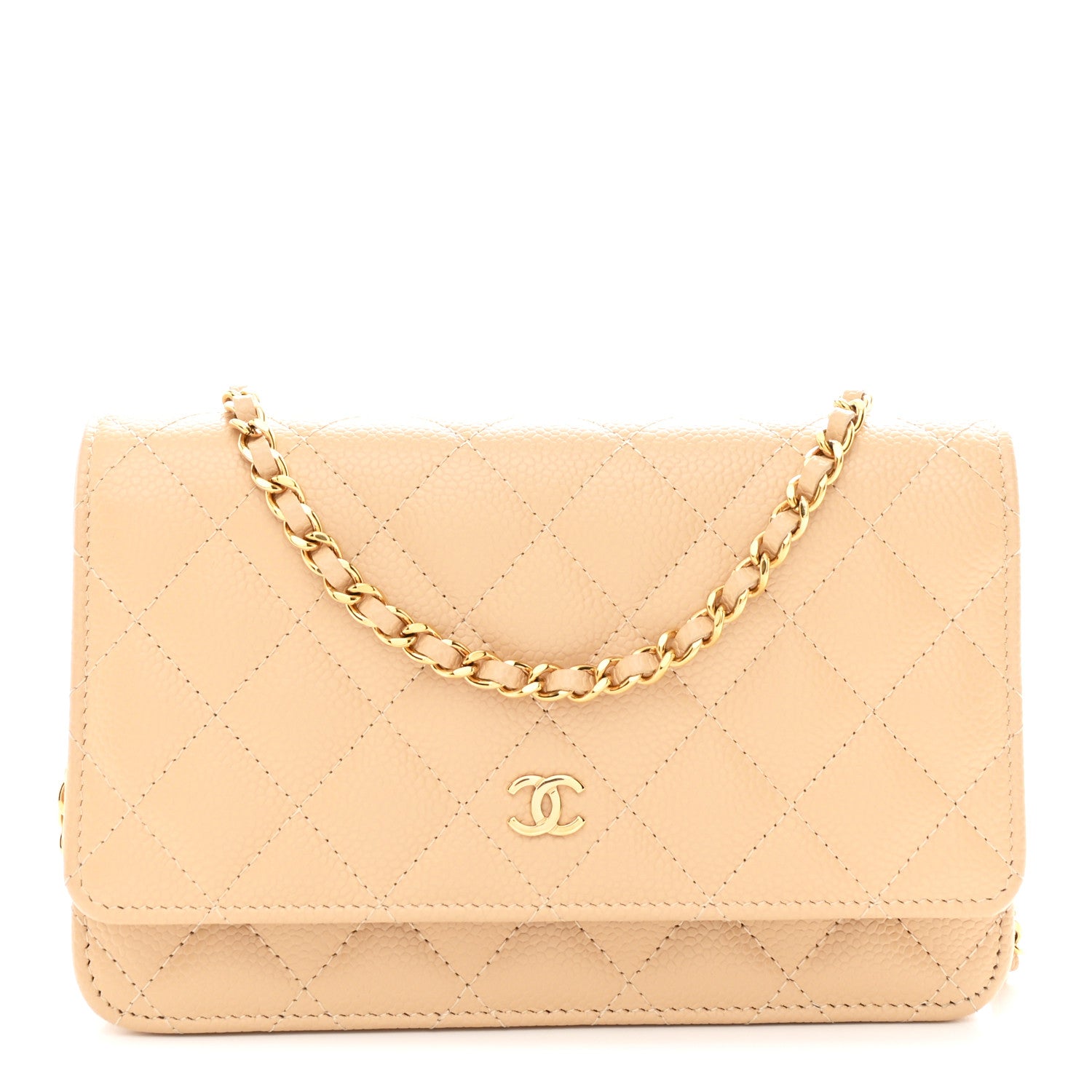 Chanel Caviar Quilted Wallet on Chain WOC Beige 2 of 21