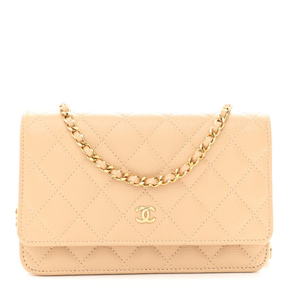 Chanel Caviar Quilted Wallet on Chain WOC Beige 2 of 21