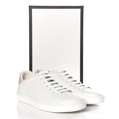 Gucci Calfskin Interlocking G Perforated Womens Ace Sneakers 39.5 White Wild Rose 11 of 11