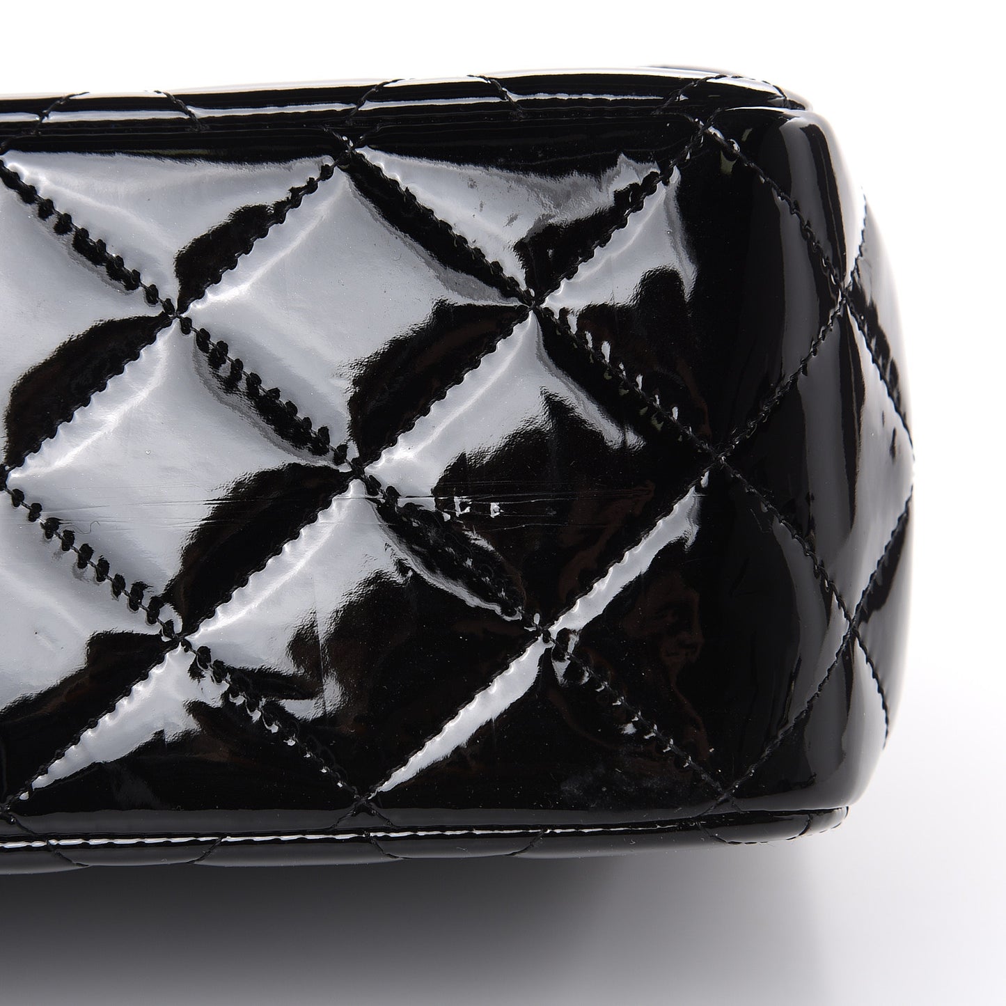Patent Quilted Jumbo Double Flap Black