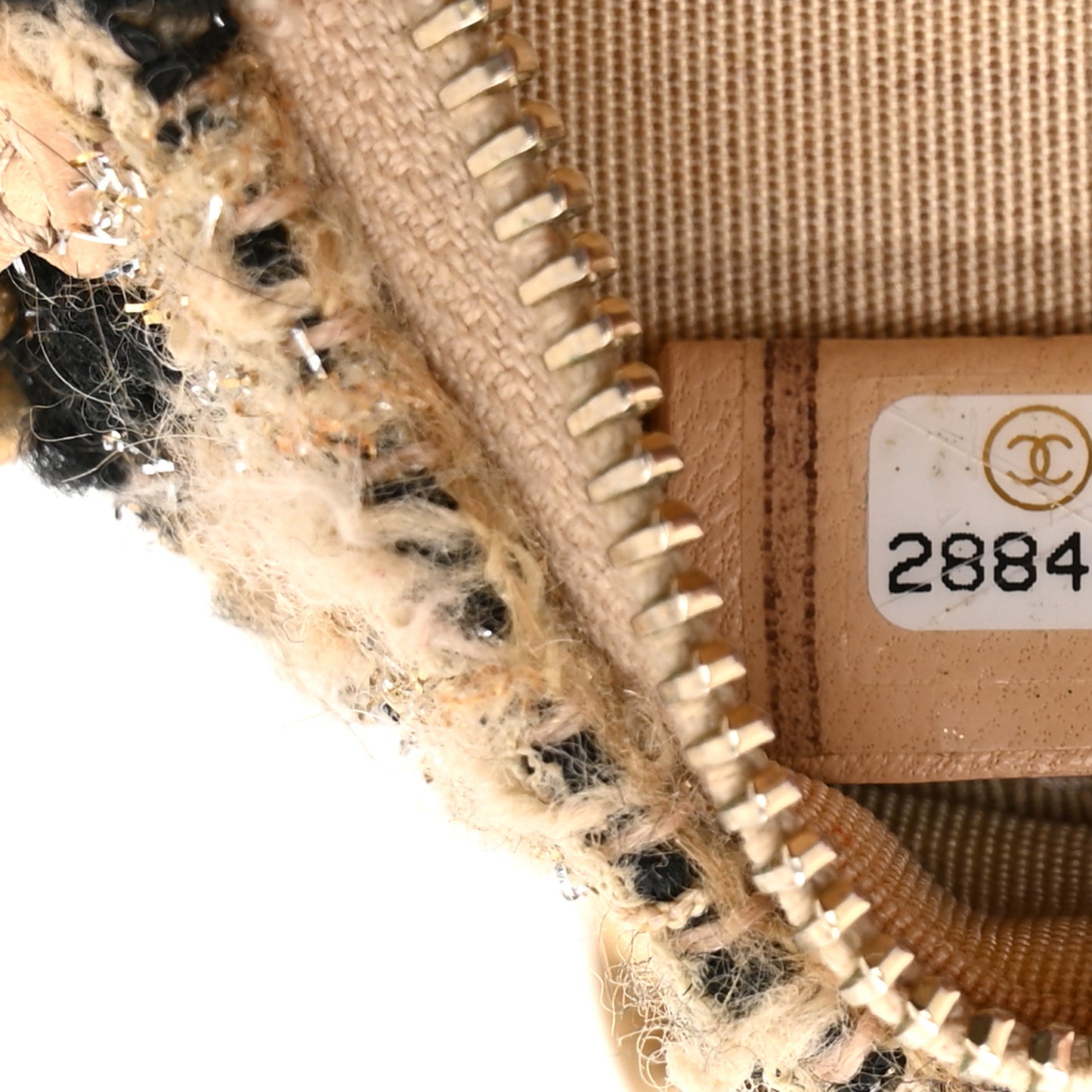 Wool Tweed Lambskin Quilted Chanel 19 Round Clutch With Chain and Coin Purse Beige Black