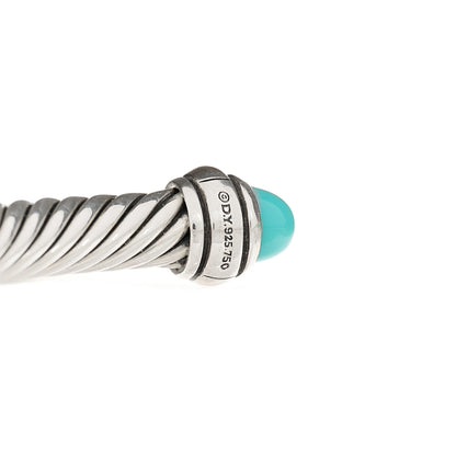 David Yurman Sterling Silver 18K Yellow Gold Turquoise 4mm Cable Classics Bracelet 5 of 5