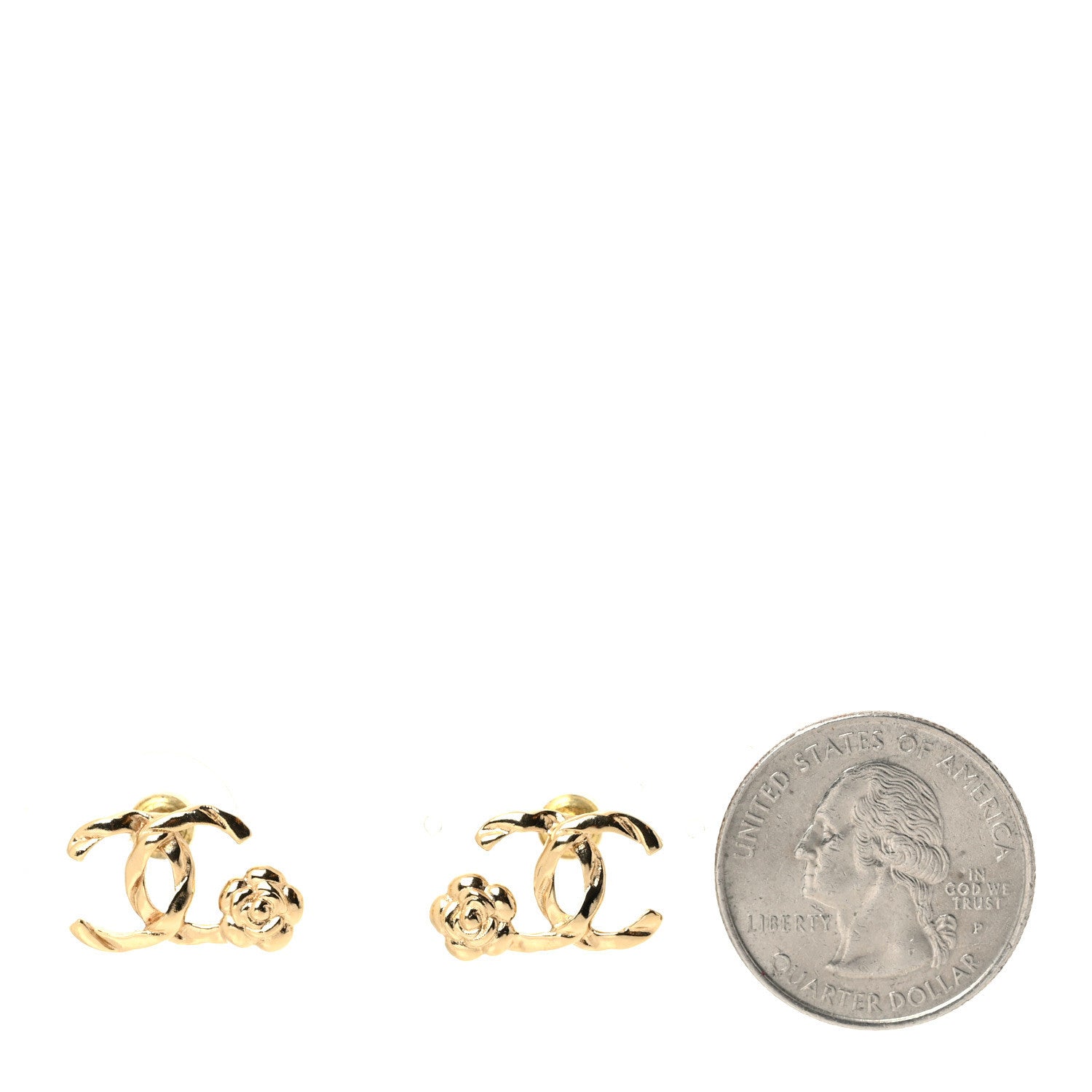 Chanel Metal Camellia CC Earrings Gold 2 of 4