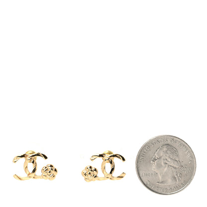 Chanel Metal Camellia CC Earrings Gold 2 of 4
