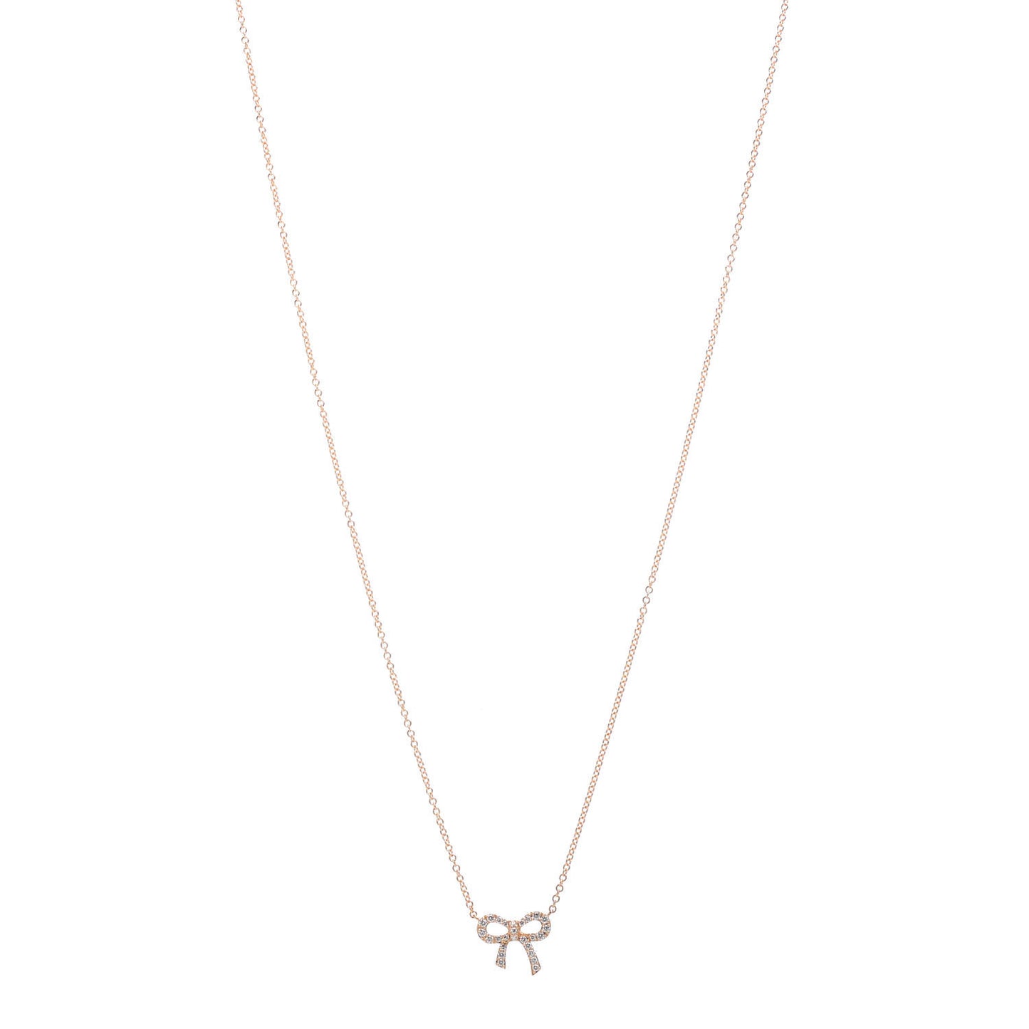 18K Rose Gold Diamond Mini Bow Pendant Necklace