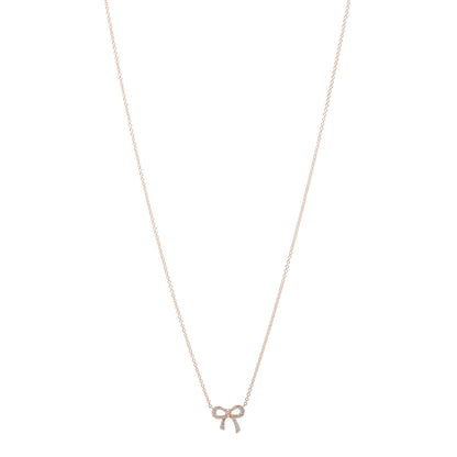 Tiffany 18K Rose Gold Diamond Mini Bow Pendant Necklace 1 of 5
