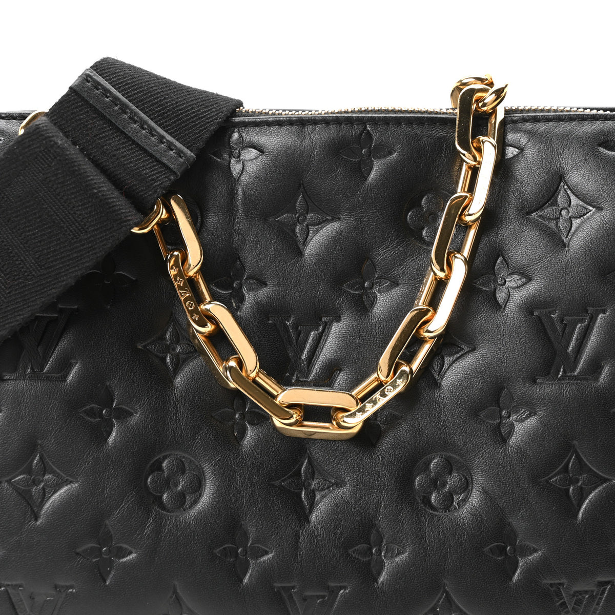 Lambskin Embossed Monogram Coussin PM Black