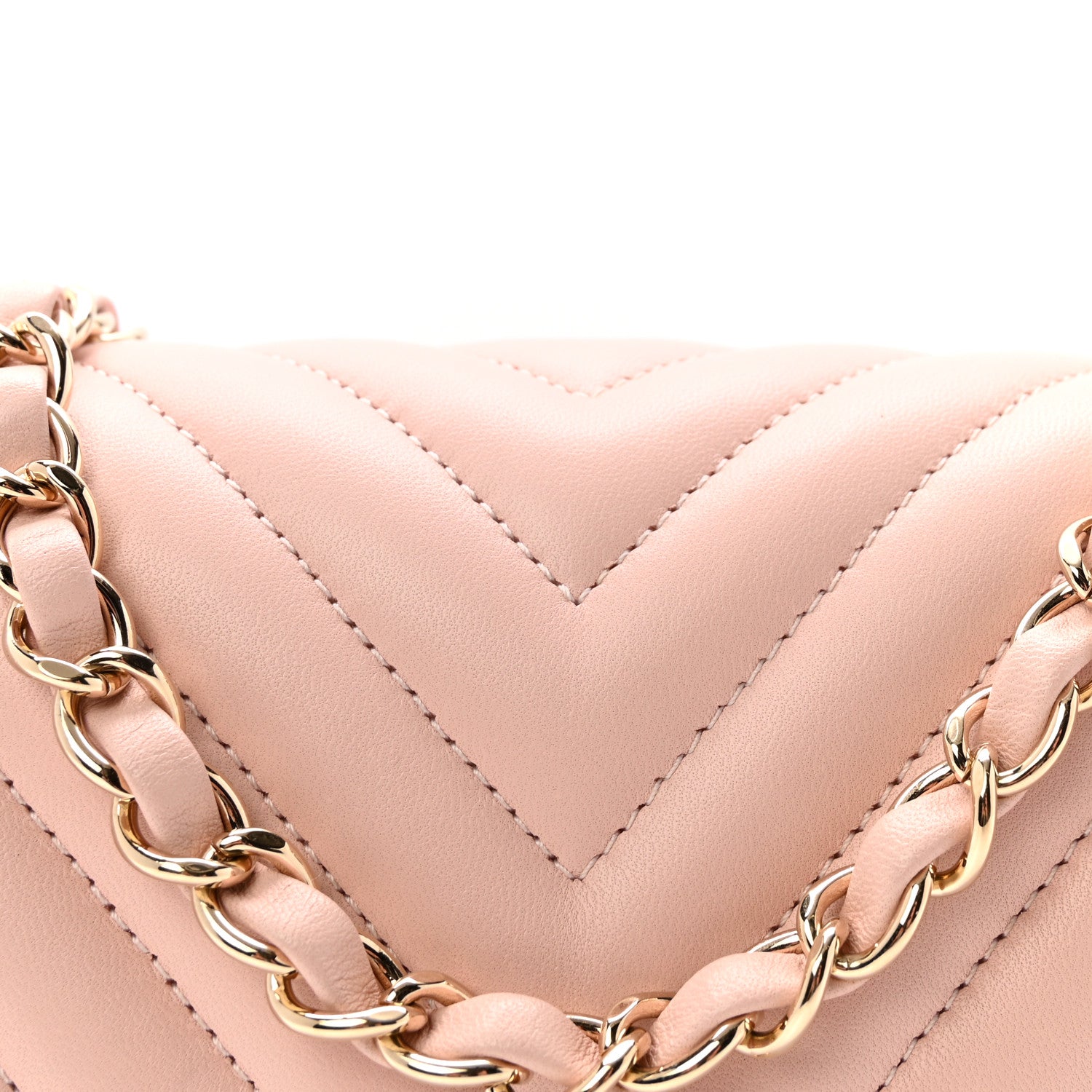 Chanel Calfskin Chevron Quilted Mini Rectangular Flap Light Pink 8 of 10