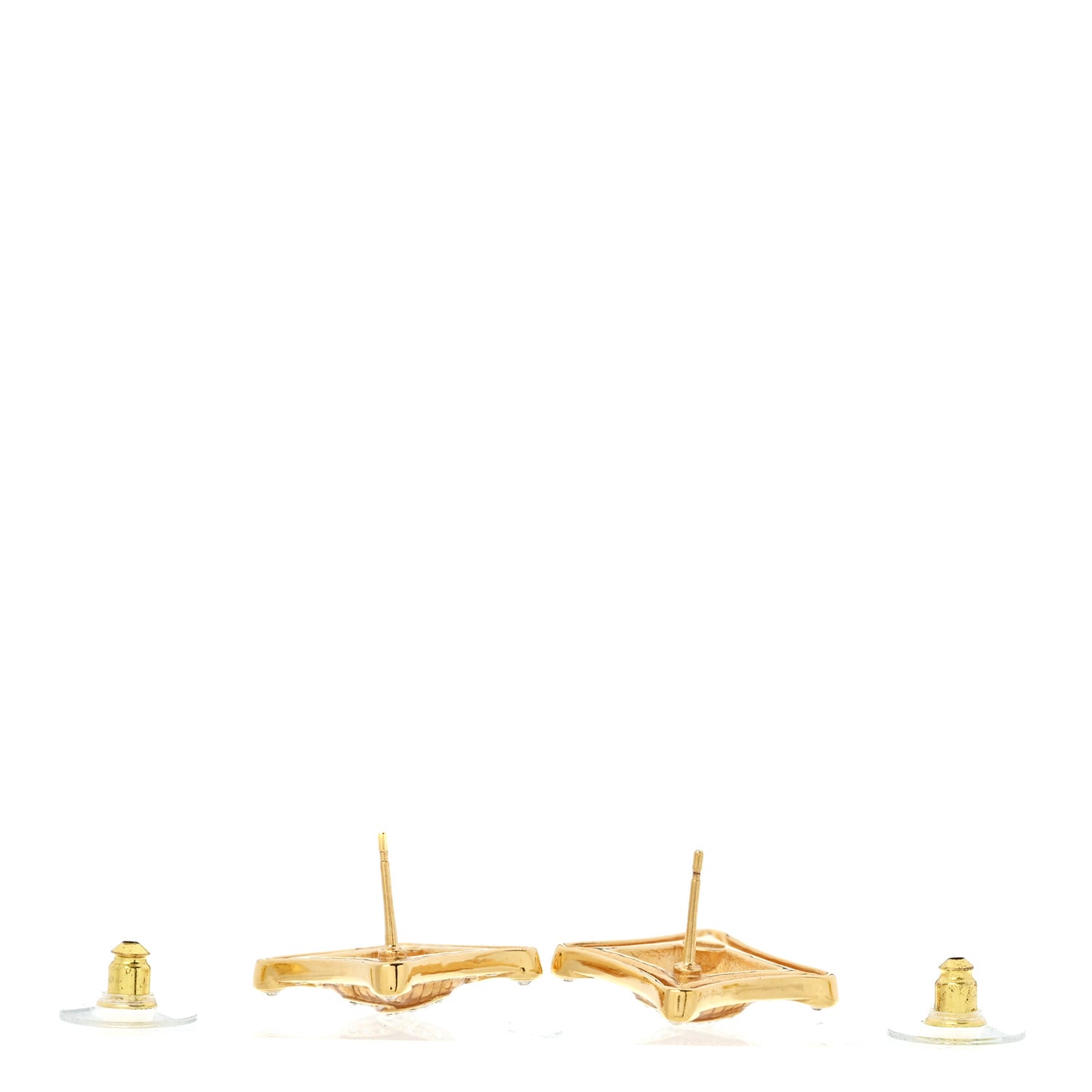Crystal Diamond CC Earrings Gold