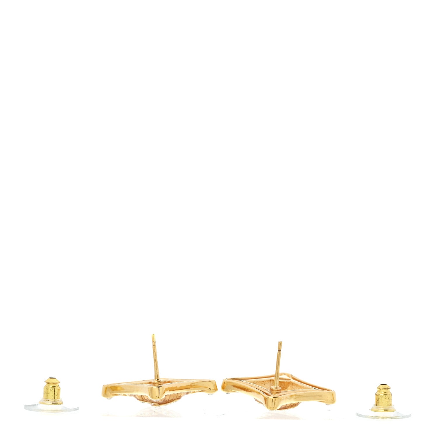 Chanel Crystal Diamond CC Earrings Gold 3 of 4