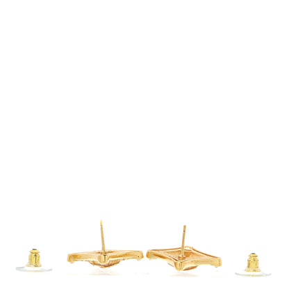 Chanel Crystal Diamond CC Earrings Gold 3 of 4