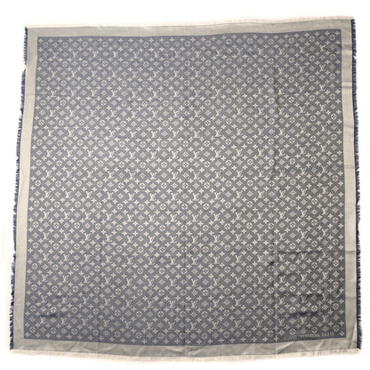 Louis Vuitton Silk Wool Monogram Denim Shawl Blue 3 of 5