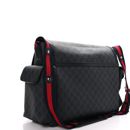 Gucci GG Supreme Monogram Web Messenger Diaper Bag Black Grey 4 of 10