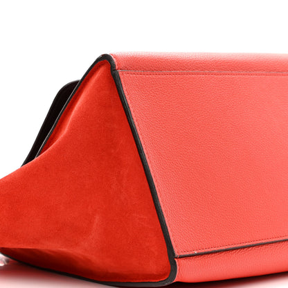 Celine Drummed Calfskin Suede Medium Trapeze Vermillion 9 of 12