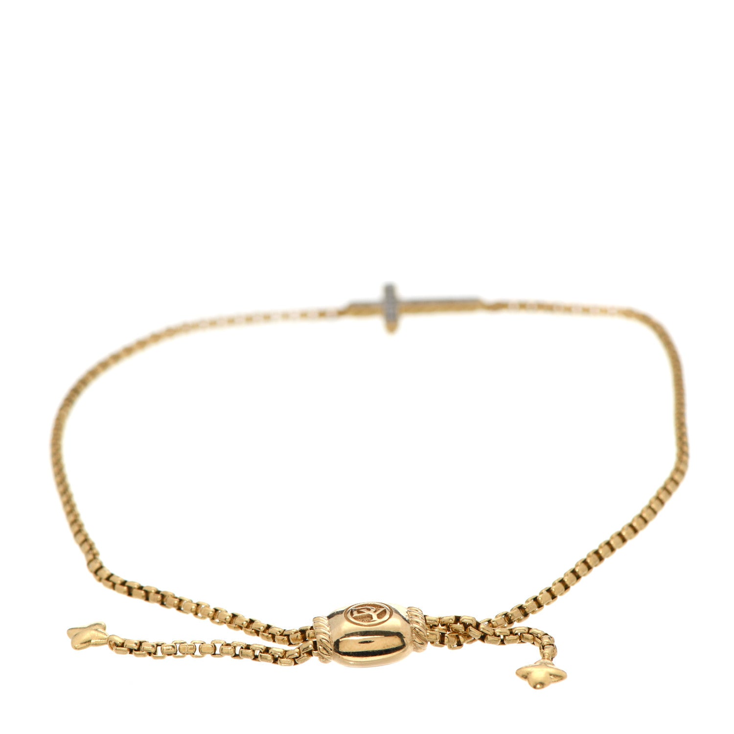 David Yurman 18K Yellow Gold Diamond Petite Pave Cross Chain Bracelet 3 of 3