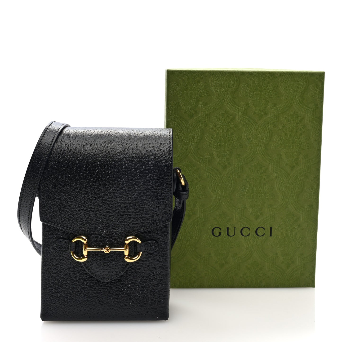 Dollar Calfskin Vertical Horsebit 1955 Crossbody Bag Black
