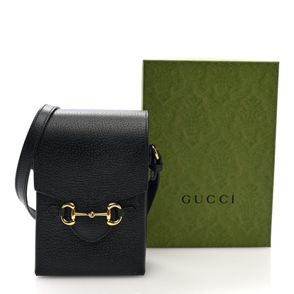Gucci Dollar Calfskin Vertical Horsebit 1955 Crossbody Bag Black 10 of 10