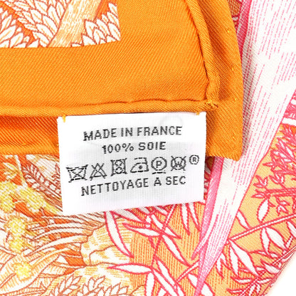 Hermes Silk Faubourg Tropical Scarf 90 Orange Mangue Rose 3 of 5