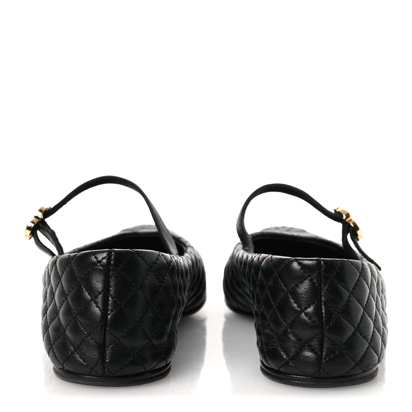 Lambskin Quilted Mary Jane Flats 38.5 Black
