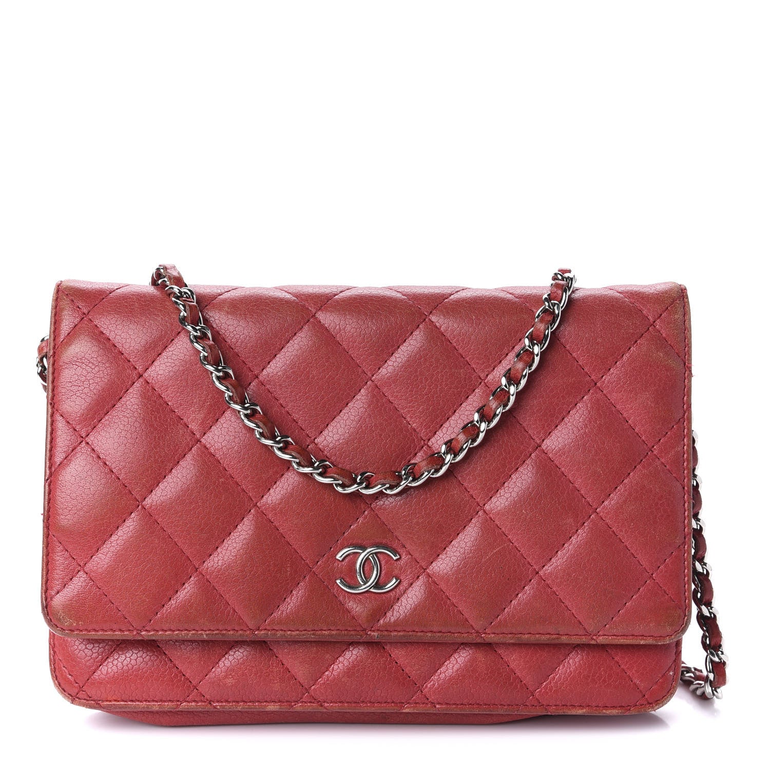 Chanel Caviar Quilted Wallet on Chain WOC Red 1 of 14