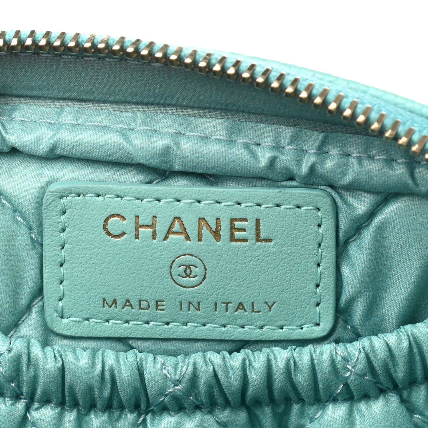 Chanel Caviar Quilted Small Curvy Pouch Cosmetic Case Light Blue 6 of 8