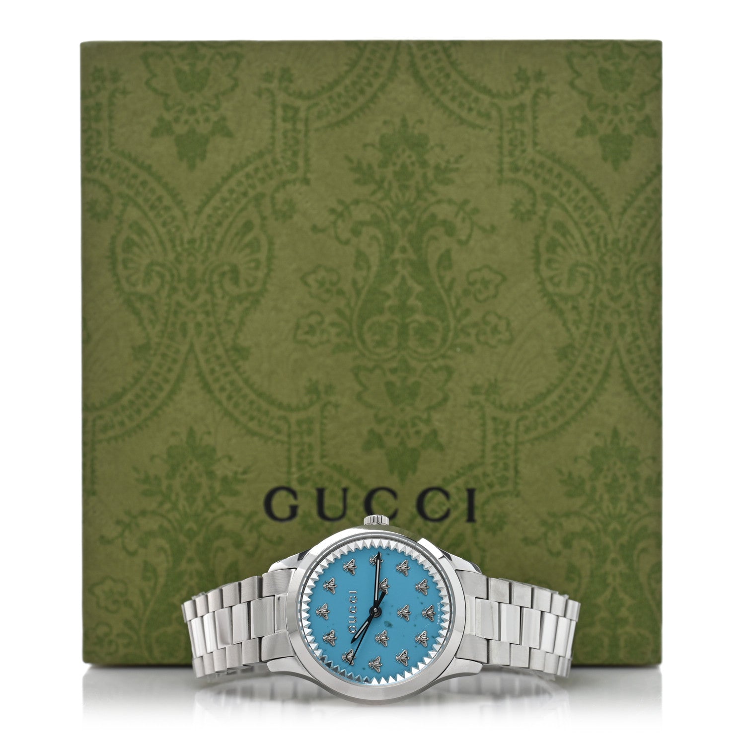 Gucci Stainless Steel 32mm G-Timeless Bee Quartz Watch Turquoise 5 of 5