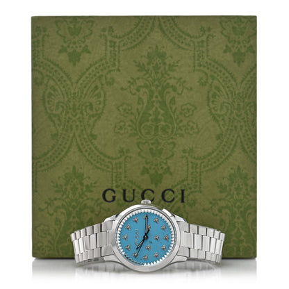 Gucci Stainless Steel 32mm G-Timeless Bee Quartz Watch Turquoise 5 of 5