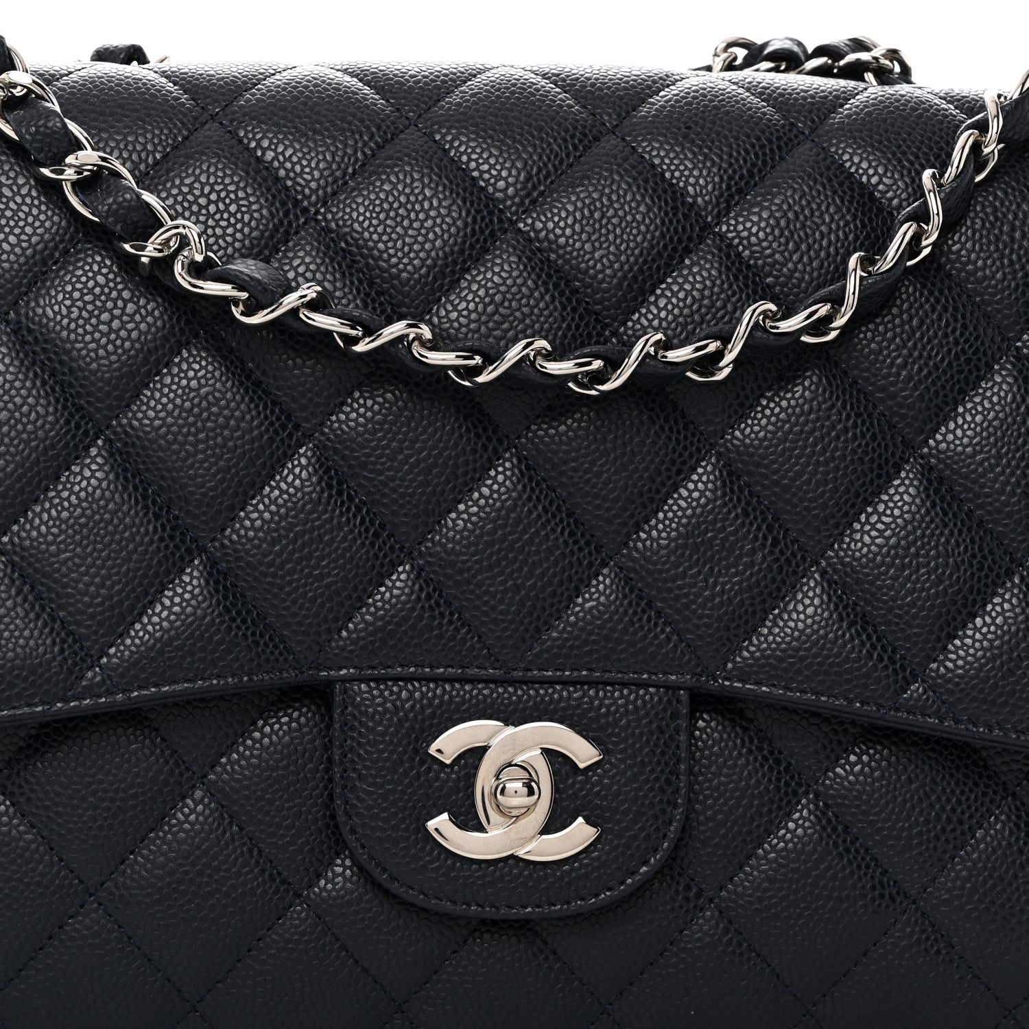 Chanel Caviar Quilted Jumbo Single Flap Navy 8 of 10
