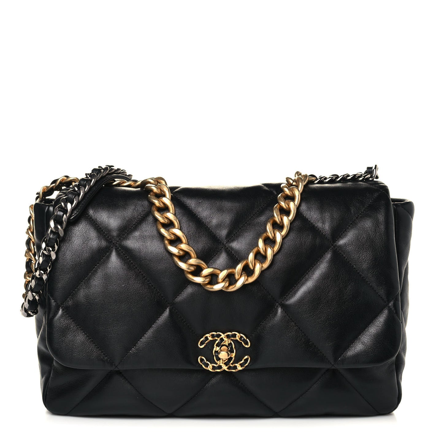 Lambskin Quilted Maxi Chanel 19 Flap Black