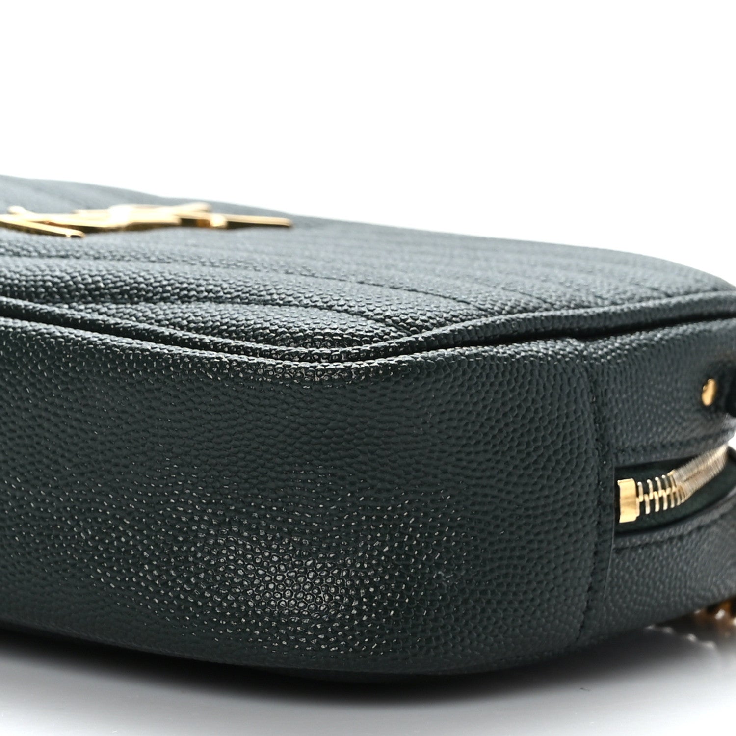 Saint Laurent Grain De Poudre Matelasse Monogram Mini Lou Camera Bag New Vert Fonce 9 of 9
