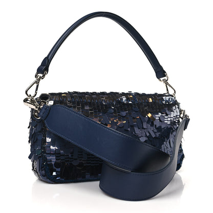Fendi Sequin Paillettes Sfumate Vitello Grace Baguette Midnight 3 of 10