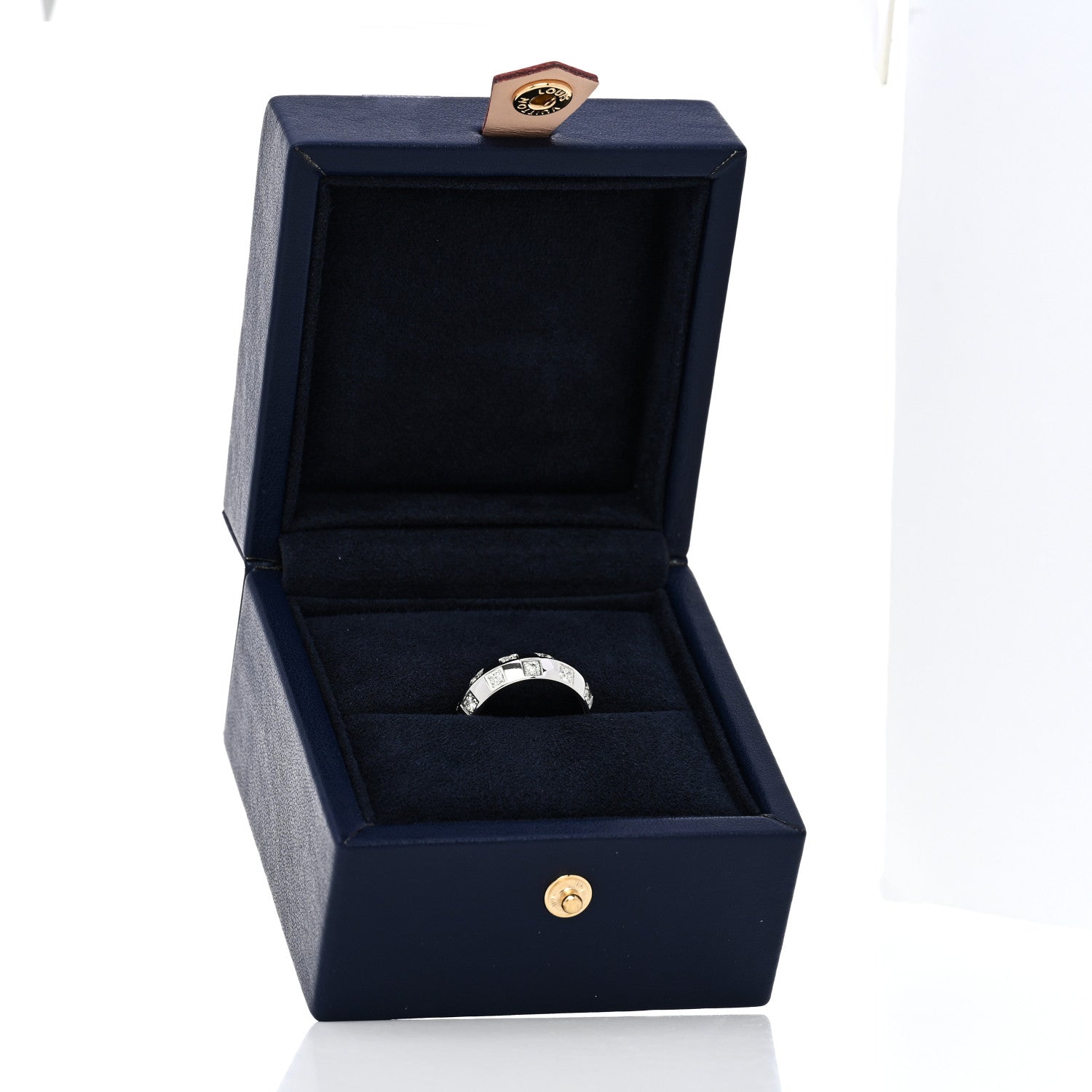 Louis Vuitton 18K White Gold Diamond Large Le Damier Ring 54 6.75 5 of 5