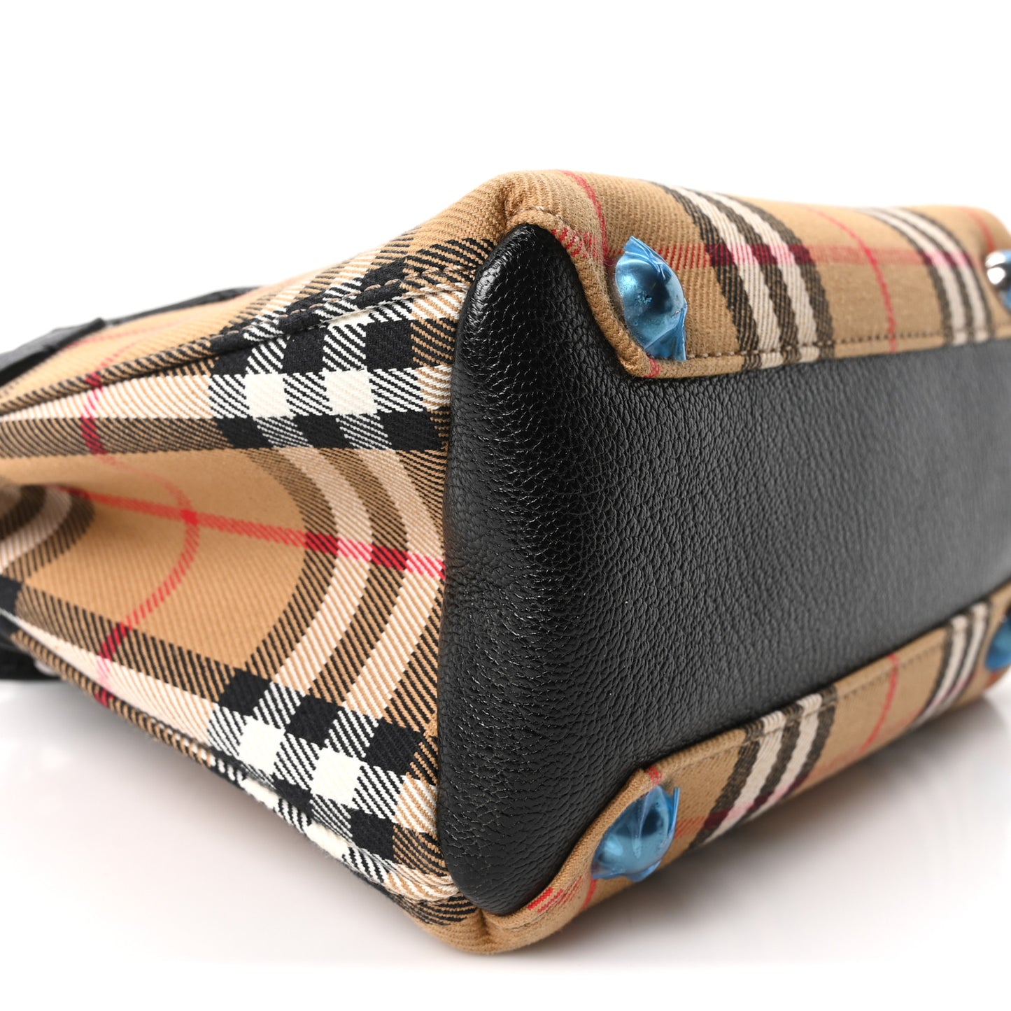 Goatskin Vintage Check Small Banner Tote Black