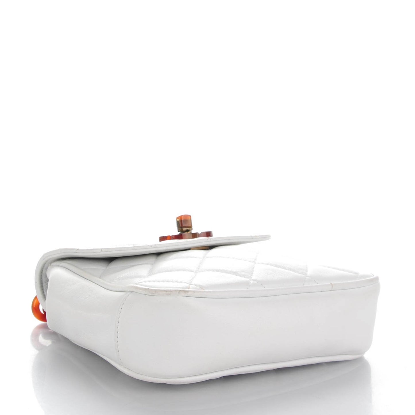 Lambskin Bekko Resin Mini Single Flap White