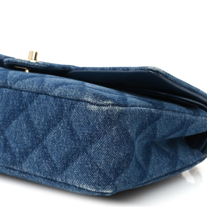 Chanel Printed Denim Quilted Medium Double Flap Dark Blue 11 of 11
