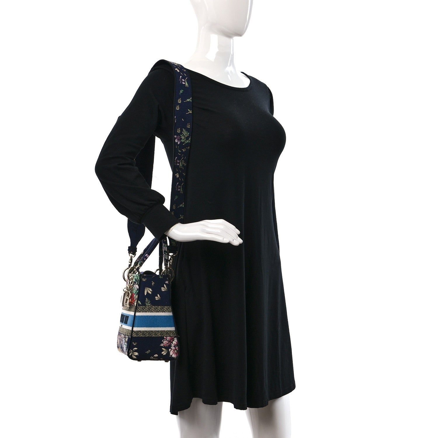 Christian Dior Canvas D-Constellation Embroidered Medium Lady D-Lite Bleu Multicolor 2 of 11