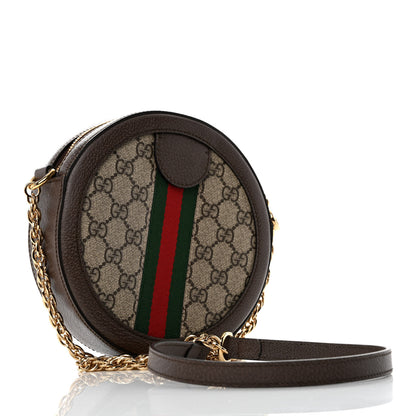 Gucci GG Supreme Monogram Web Mini Ophidia Round Shoulder Bag Brown 2 of 11