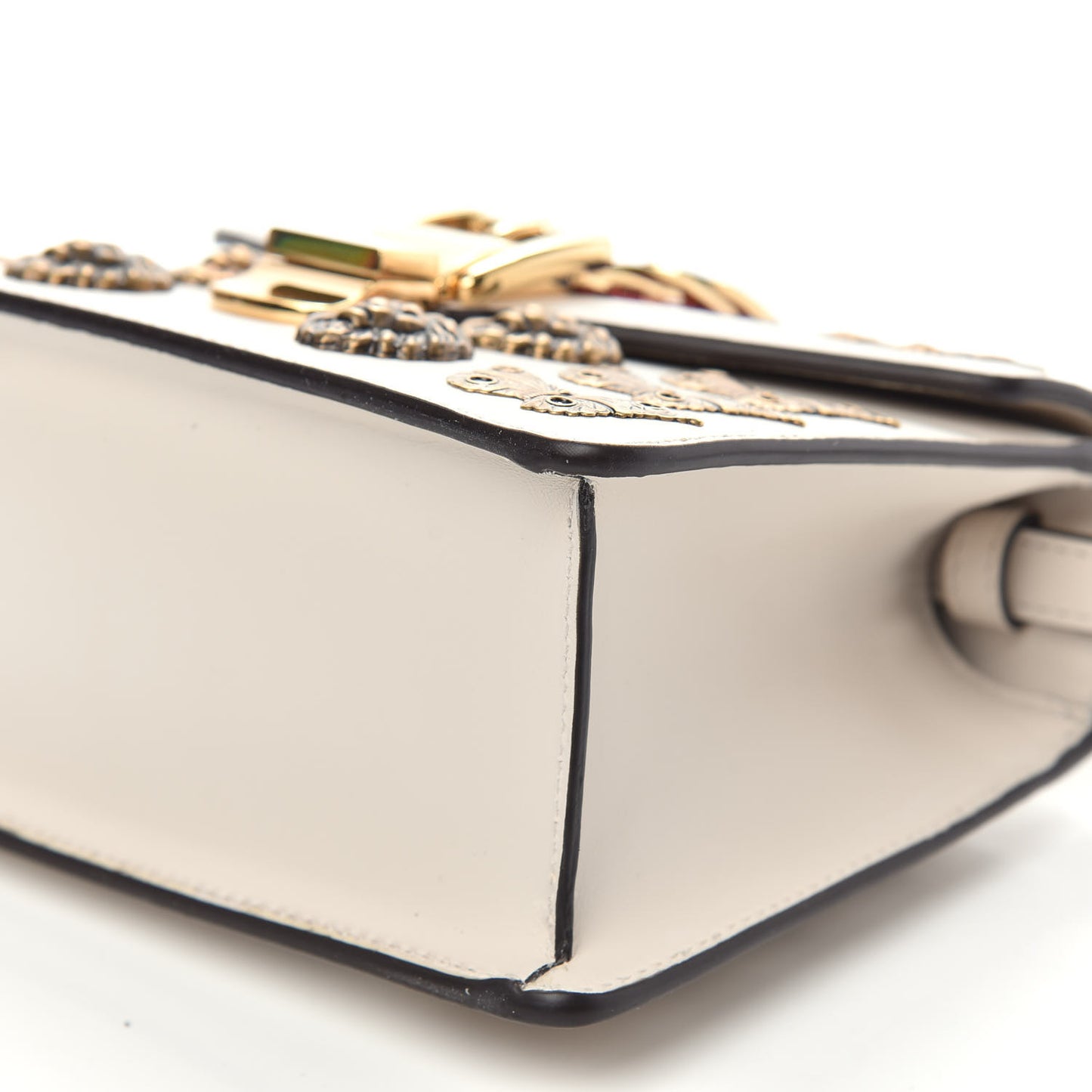 Calfskin Animal Studs Mini Sylvie Top Handle Bag White
