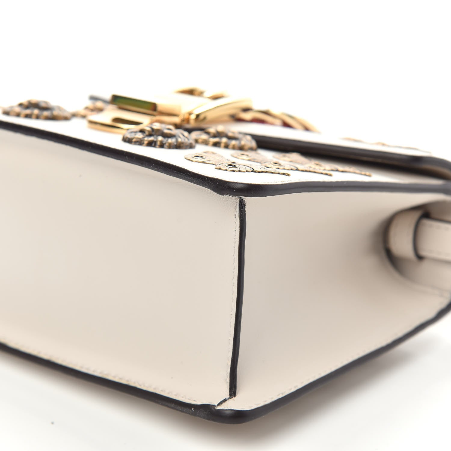 Gucci Calfskin Animal Studs Mini Sylvie Top Handle Bag White 9 of 9