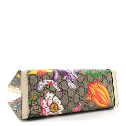 Gucci GG Supreme Monogram Flora Textured Calfskin Small Padlock Tote Beige Ebony Multicolor Mystic White 4 of 17