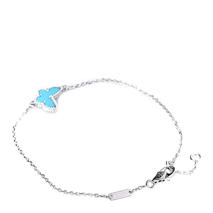 Van Cleef & Arpels 18K White Gold Turquoise Sweet Alhambra Butterfly Bracelet 3 of 7