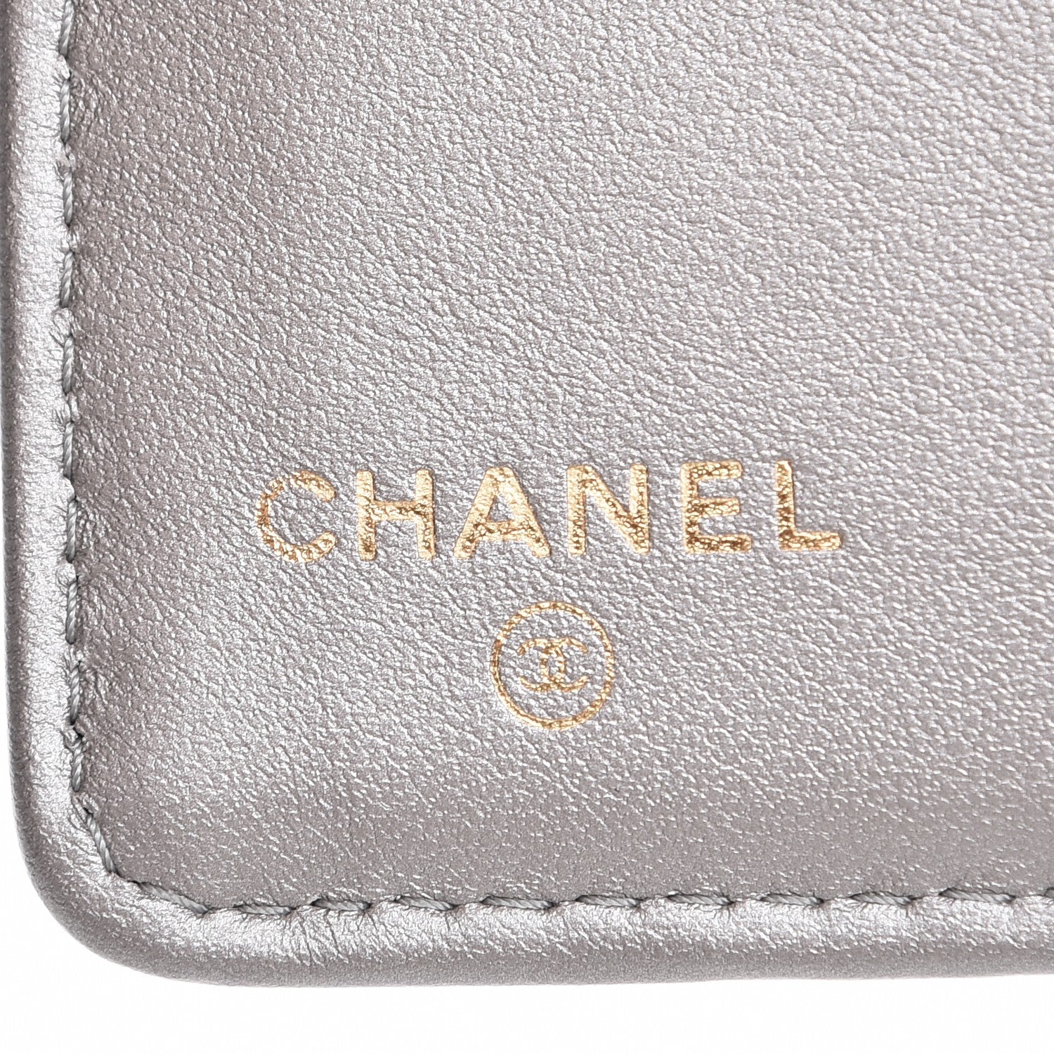 Chanel Metallic Calfskin Quilted Boy Yen Wallet Dark Silver 6 of 9