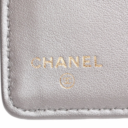 Chanel Metallic Calfskin Quilted Boy Yen Wallet Dark Silver 6 of 9