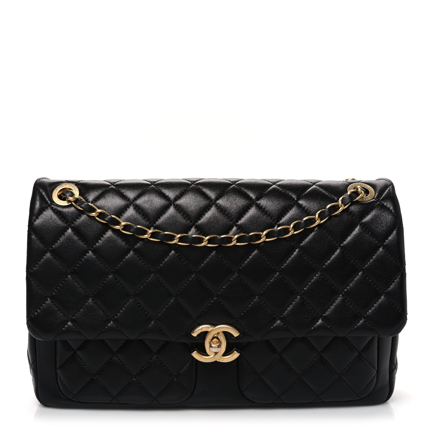 Chanel Shiny Lambskin Quilted Daily Friend Flap Black 1 of 10