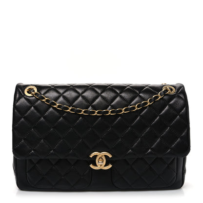 Chanel Shiny Lambskin Quilted Daily Friend Flap Black 1 of 10