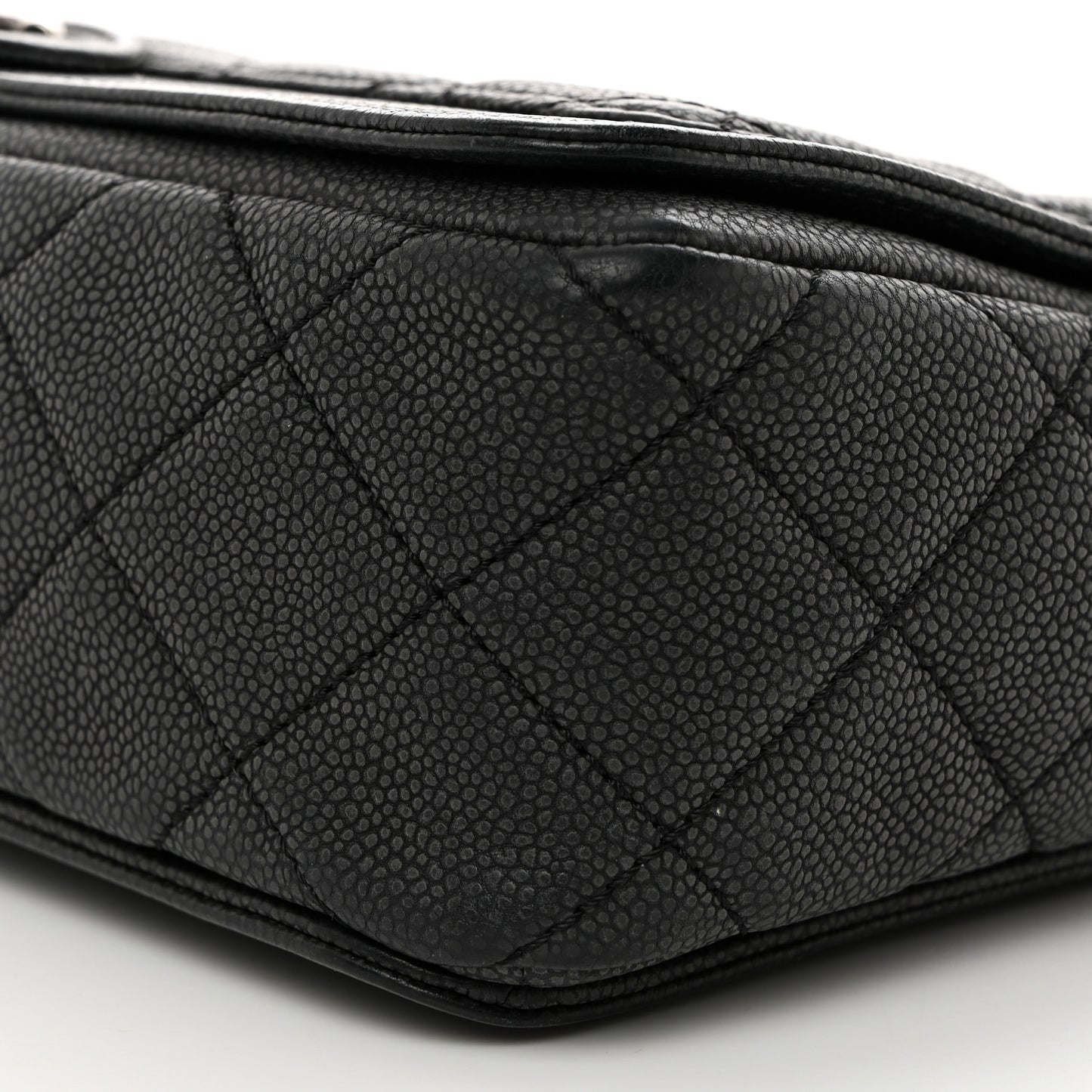 Washed Caviar Quilted Large Turn Around Ligne Flap Grey