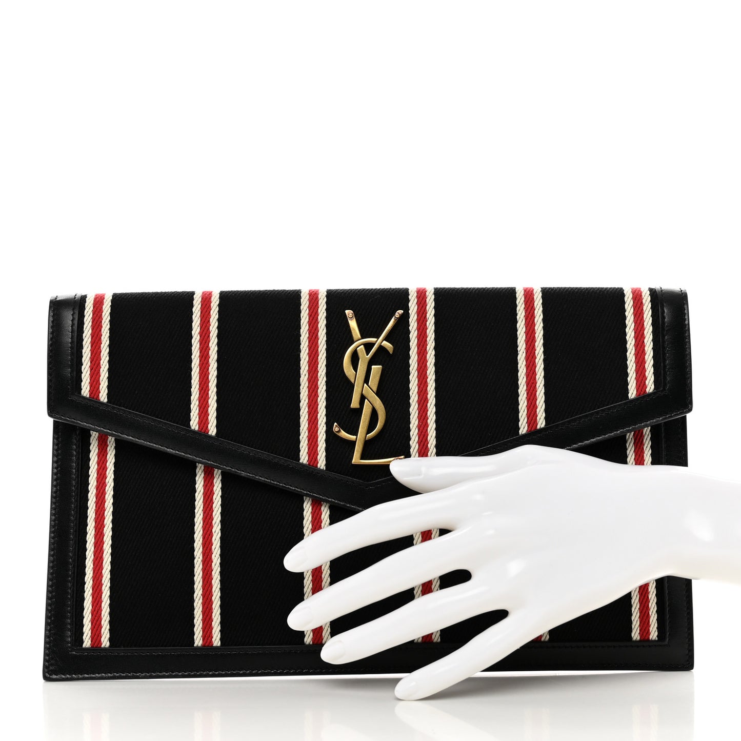 Canvas Striped Uptown Pouch Red Black